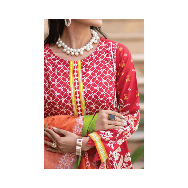 Mizaj – Crimson Red Unstitched Lawn (3-Piece)
