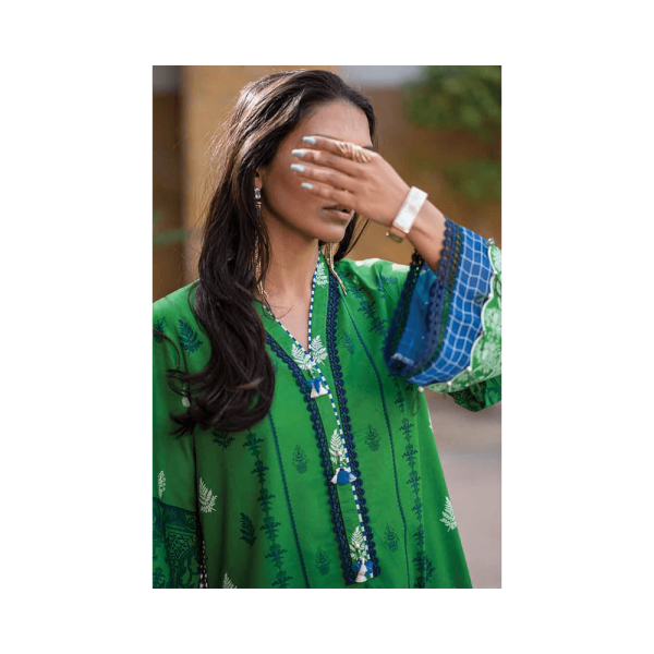 Mizaj – Basil Green Unstitched Lawn (3-Piece)