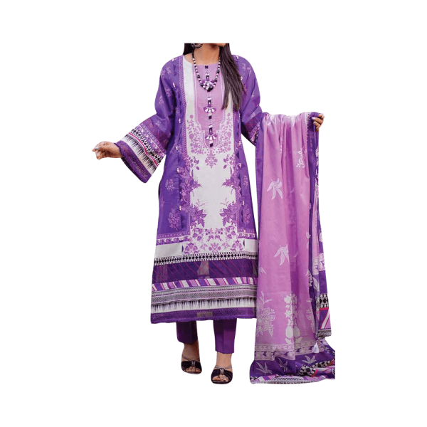 Mizaj – Orchid Purple Unstitched Lawn (3-Piece) - Image 2