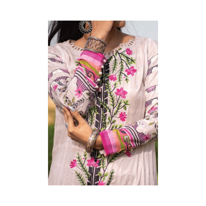 Mizaj – Parchment White Unstitched Embroidered Lawn (3-Piece)