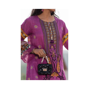 Mizaj – Dark Orchid Unstitched Embroidered Lawn (3-Piece)