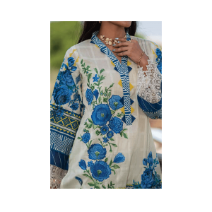Mizaj – Silk White Embroidered Unstitched Lawn (3-Piece)