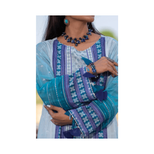 Mizaj – Light Blue Embroidered Unstitched Lawn (3-Piece)