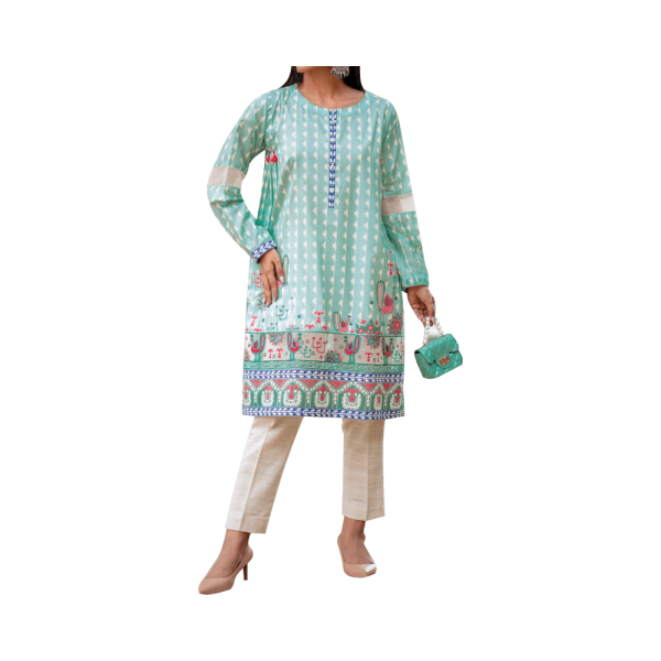 Mizaj – Powder Blue Unstitched Embroidered Lawn Shirt (1-Piece) - Image 3