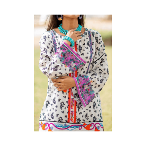 Mizaj – Macaroon Cream Unstitched Embroidered Lawn Shirt (1-Piece)