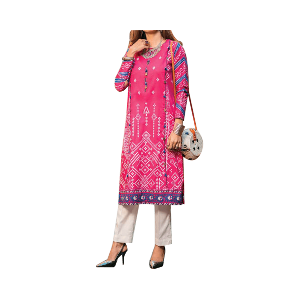 Mizaj – Magenta Pink Unstitched Digital Printed Lawn Shirt (1-Piece) - Image 2