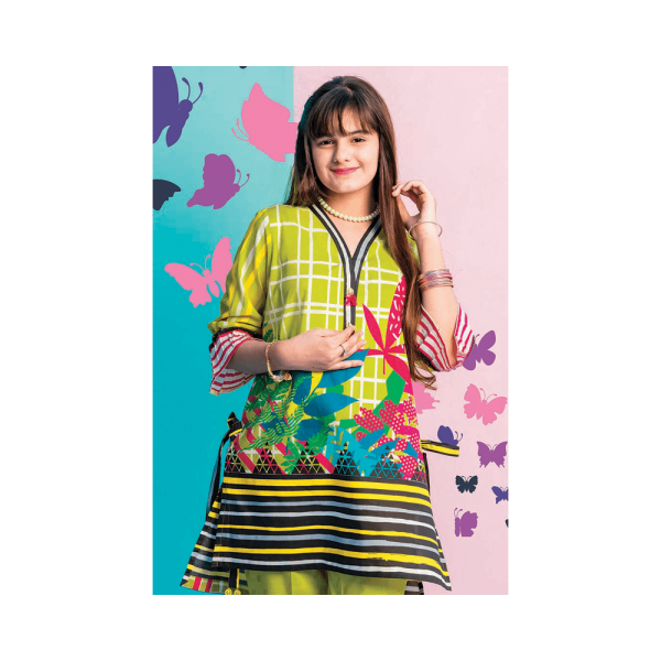 Mizaj – Sheen Green Unstitched Digital Printed Lawn For Girls (2-Piece)