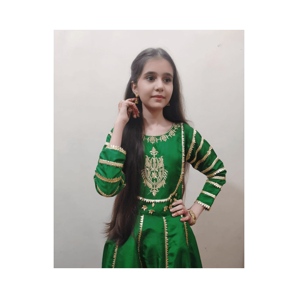 Raas Pret – Bottle Green Silk Pishwas Frock (3 Pcs)