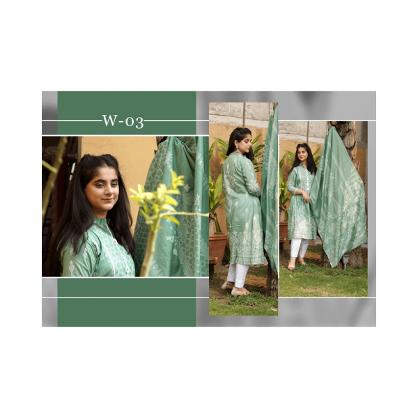 Labisa – Fern Green Printed Unstitched Lawn (3-Piece) – Mother Collection