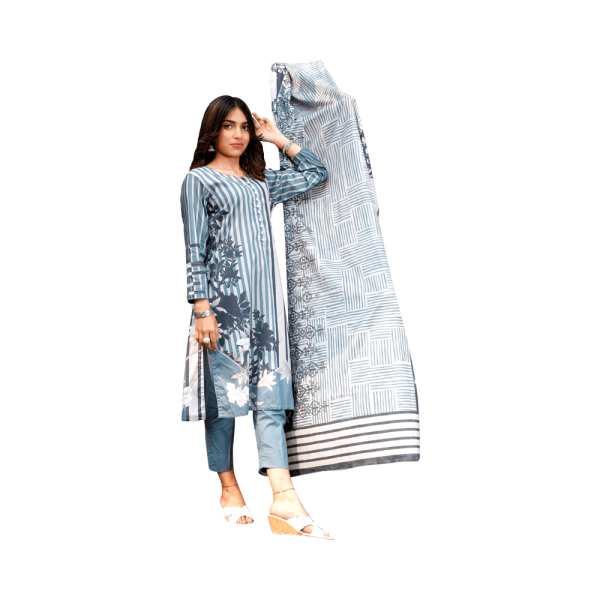 Labisa – Spruce Blue Printed Unstitched Lawn (3-Piece) – Mother Collection - Image 2