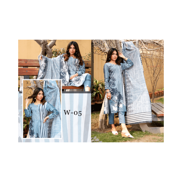 Labisa – Spruce Blue Printed Unstitched Lawn (3-Piece) – Mother Collection