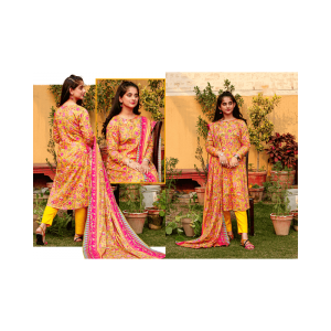 Labisa – Bumblebee Yellow Printed Unstitched Lawn (3-Piece) – Mother Collection