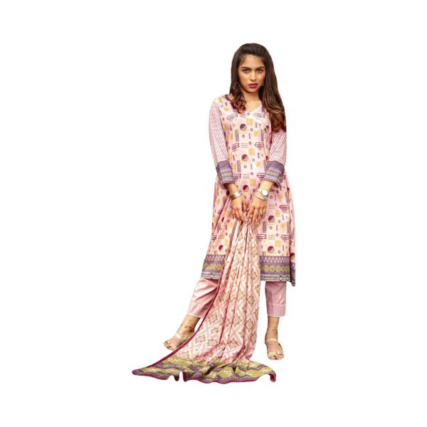 Labisa – Salmon Pink Printed Unstitched Lawn (3-Piece) – Mother Collection - Image 3