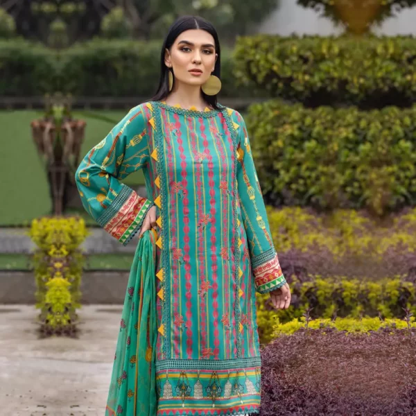 Ayrah – Jade Green Embroidered Lawn (3 Pcs Unstitched) - Image 2