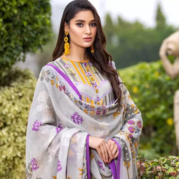 Ayrah – Fossil Gray Printed Lawn (3 Pcs Unstitched) - Image 2