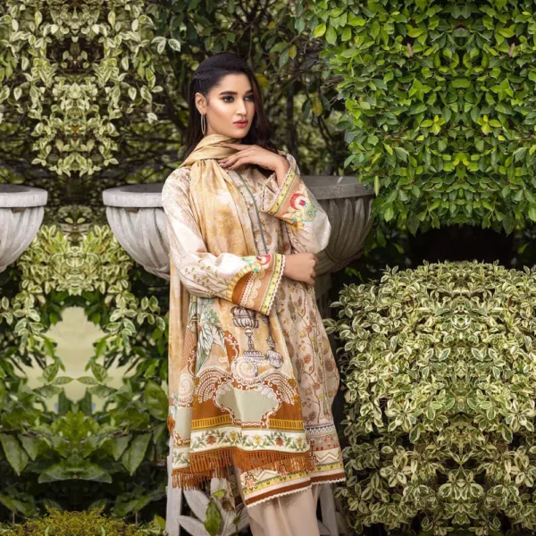 Ayrah – Buff Beige Embroidered Lawn (3 Pcs Unstitched) - Image 2