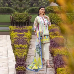 Ayrah – White Printed Lawn - 2 Piece Unstitched - Shirt Dupatta | Mayaar