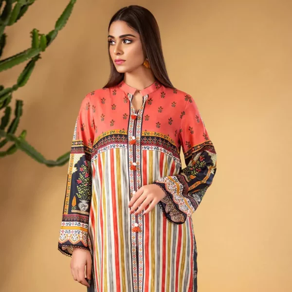 Ayrah – Pink Printed Lawn Shirt - 1 Piece Unstitched - Lawn Kurti | Mayaar