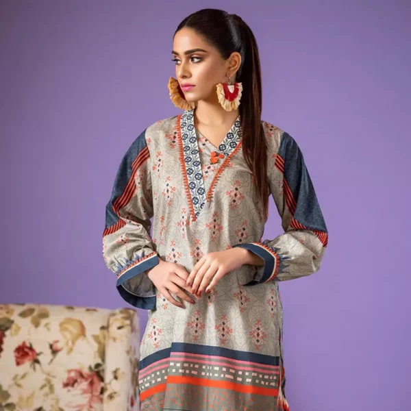Ayrah – Dove Gray Digital Printed Lawn Shirt (Unstitched) - Image 2