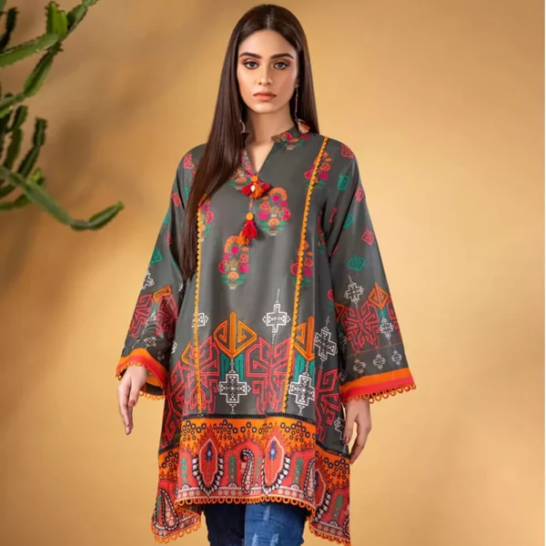 Ayrah – Phthalo Green Digital Printed Lawn Frock (Unstitched) - Image 2