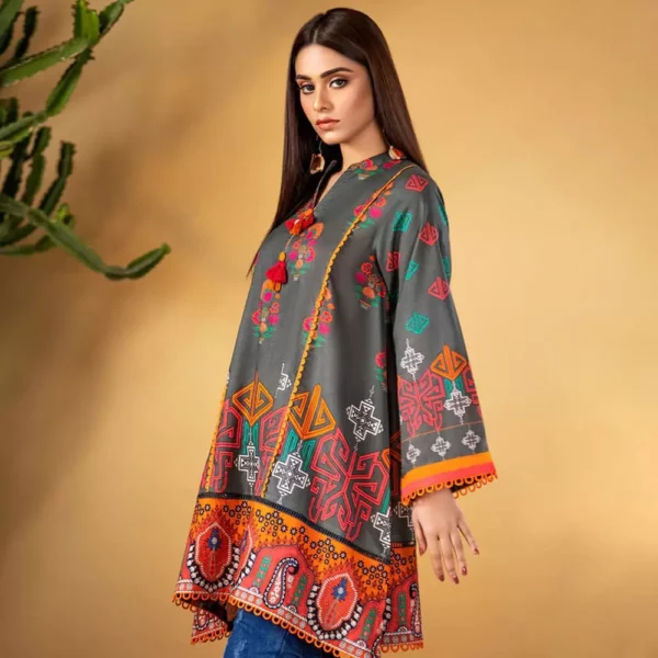 Ayrah – Phthalo Green Digital Printed Lawn Frock (Unstitched) - Image 3