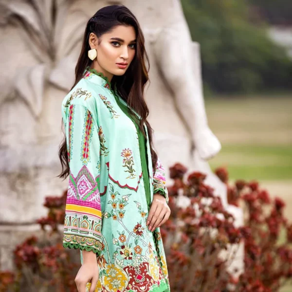 Ayrah – Green Printed Lawn Gown - 1 Piece Unstitched - Lawn Kurti | Mayaar