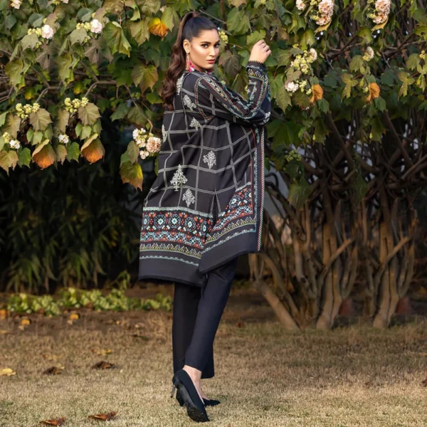 Ayrah – Pitch Black Digital Printed Lawn Gown (Unstitched) - Image 2