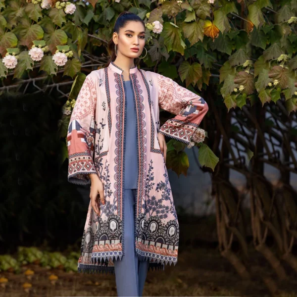 Ayrah – Pink Printed Lawn Gown - 1 Piece Unstitched - Lawn Kurti | Mayaar