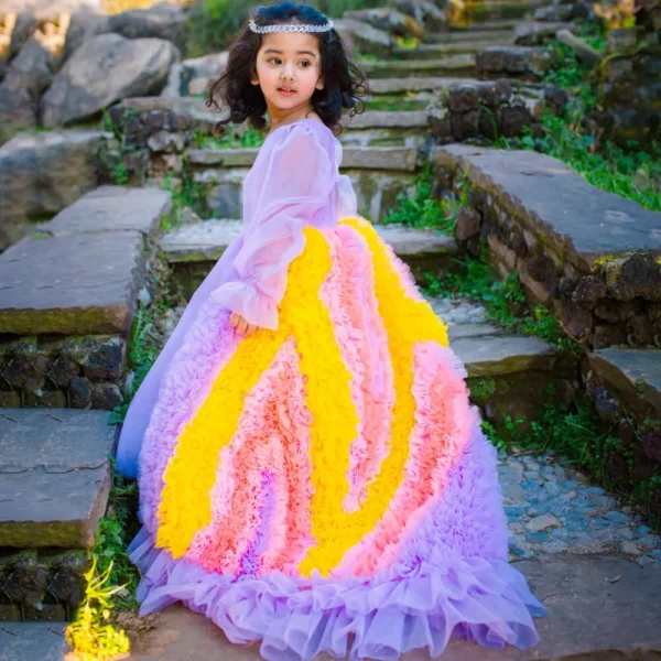 Candyland Long Net Kids Frock | Luxury Pret Wear for Kids | Mayaar