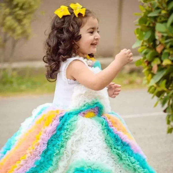 Bloon – Peacock Long Tail Frock Dress for Kids - Image 2