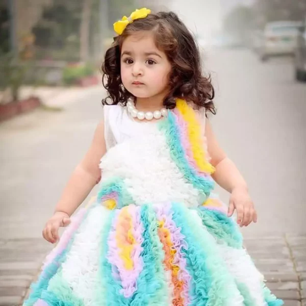 Bloon – Peacock Long Tail Frock Dress for Kids - Image 3