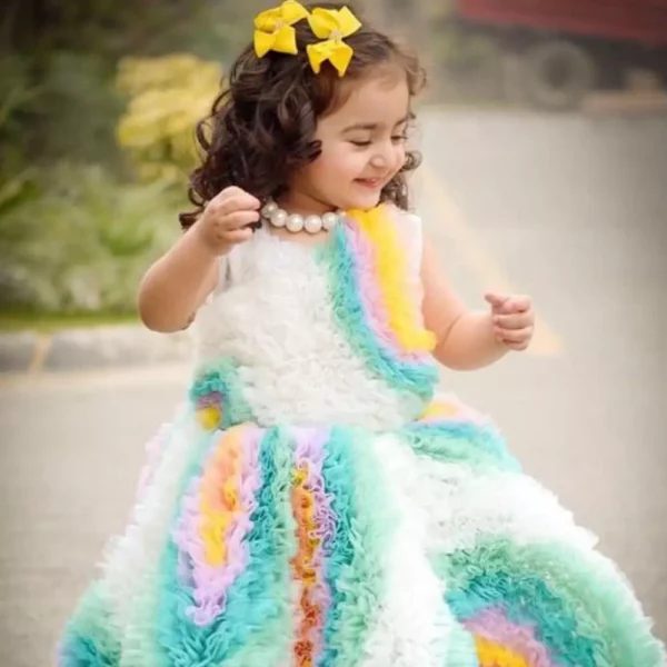 Bloon – Peacock Long Tail Frock Dress for Kids - Image 4